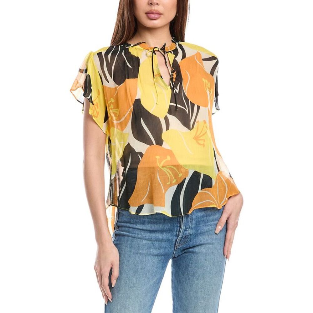 The Kooples Womens  Chiffon Blouse, Yellow